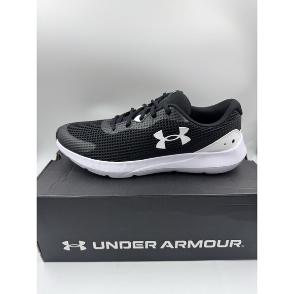 UNDER ARMOUR MEN'S SURGE 3 RUNNING SHOE BLACK WHITE SIZE 11 - Picture 13 of 16